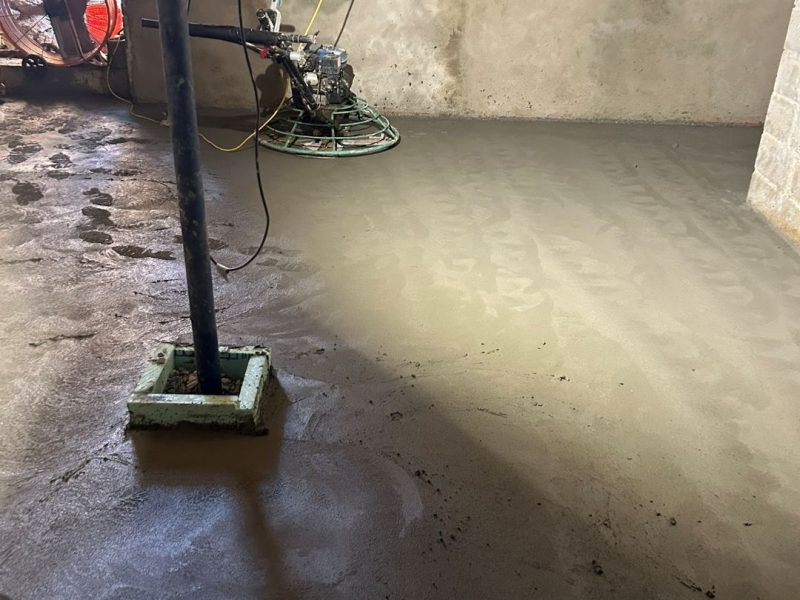 Finishing new concrete basement floor in West Chester PA