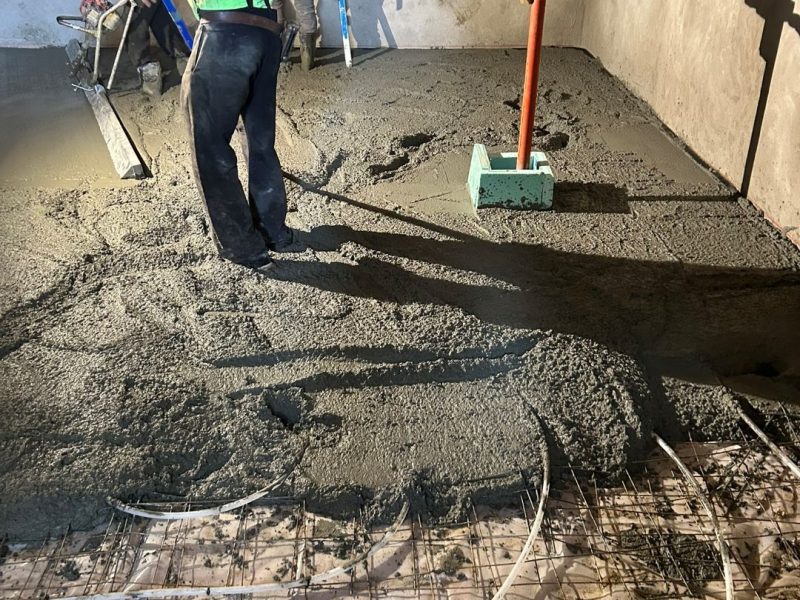New basement concrete slab placement in West Chester PA