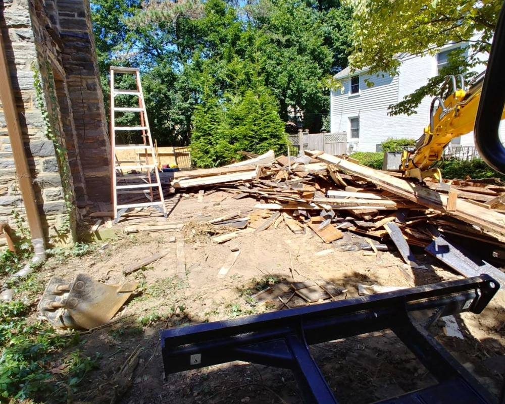Residential demolition site cleanup and debris removal project in Wynnewood, Pennsylvania.