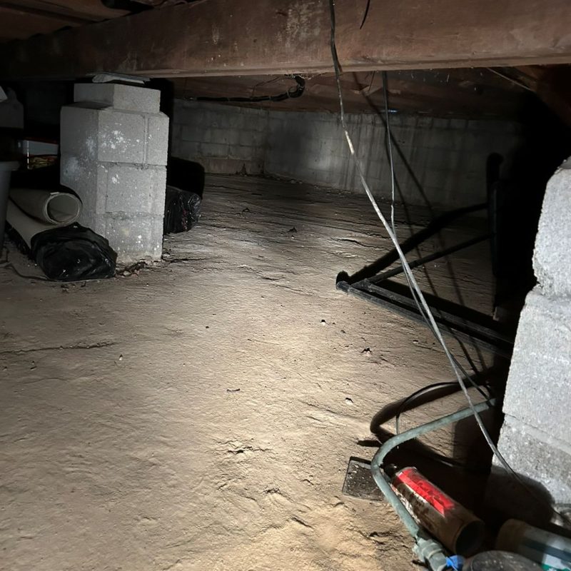 Existing crawlspace support piers before foundation underpinning in West Chester PA