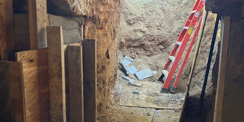 Foundation opening created for basement excavation access in West Chester PA