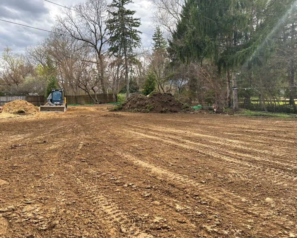 Finished residential grading and site restoration project in Wayne, Pennsylvania.